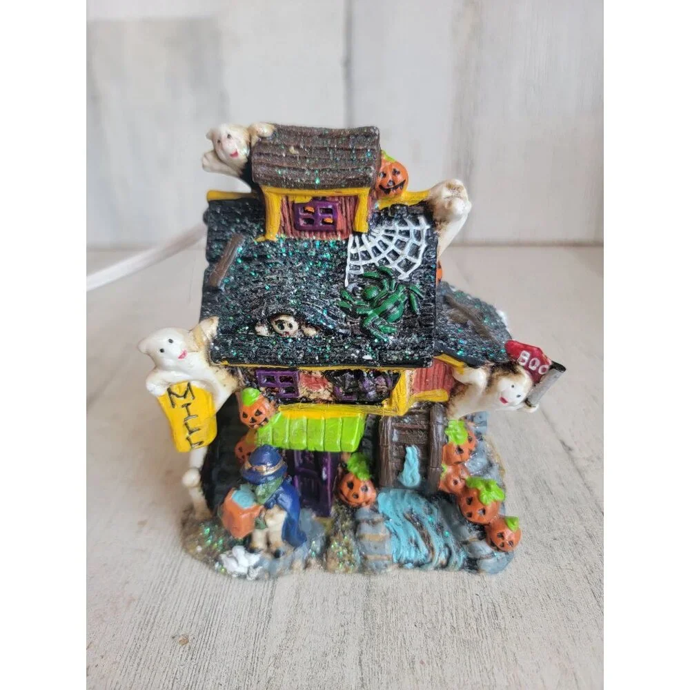 Vintage Halloween glitter mill haunted‎ house xmas decor